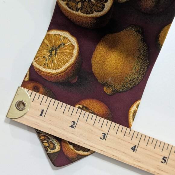 Yves Saint Laurent Vintage Silk Tie Orange Citrus Pattern - Picture 3 of 9